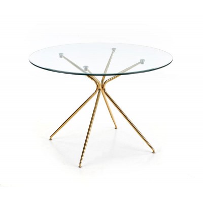 Стол обеденный HALMAR RONDO прозрачный/золотой 110